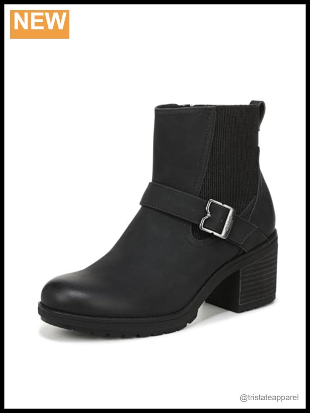 Faux Leather Ankle Boots with Block Heel Zip Closure